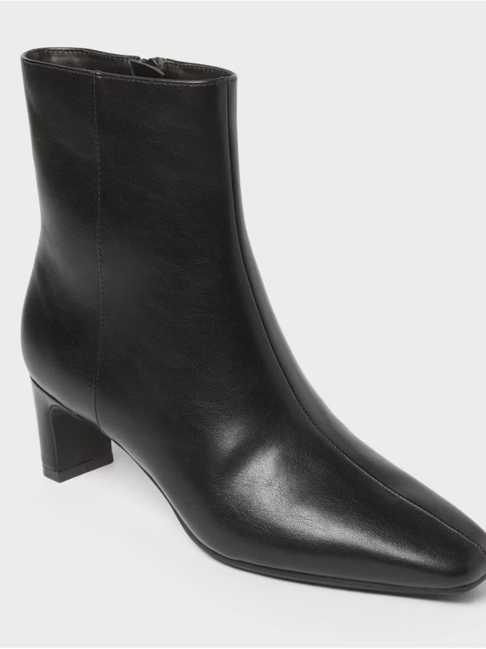 a new day Black Faux Leather Ankle Boot with Block Heel